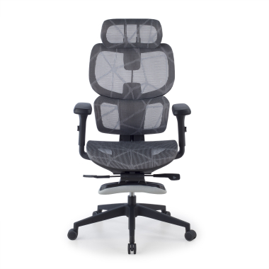 chaise ergonomique gris every maille accoudoirs reglables 3d appui tete repose pieds extensible 5