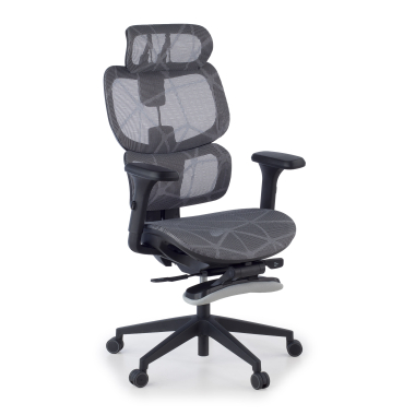chaise ergonomique gris every maille accoudoirs reglables 3d appui tete repose pieds extensible 1