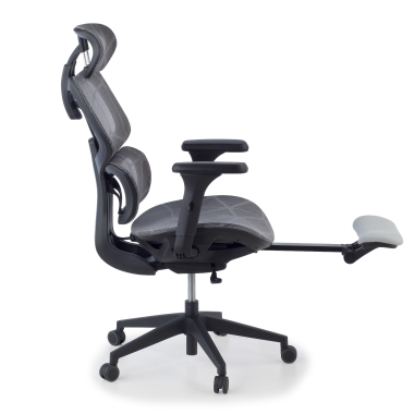 chaise ergonomique gris every maille accoudoirs reglables 3d appui tete repose pieds extensible 7