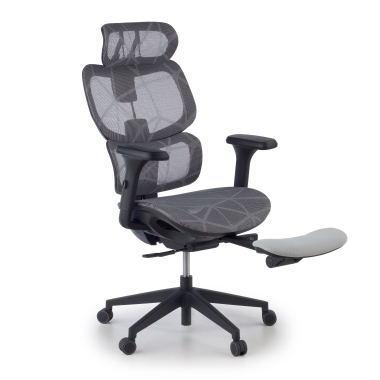 chaise ergonomique gris every maille accoudoirs reglables 3d appui tete repose pieds extensible 6