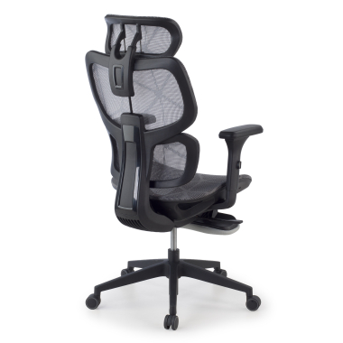 chaise ergonomique gris every maille accoudoirs reglables 3d appui tete repose pieds extensible 12