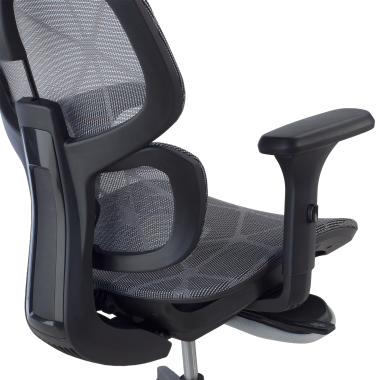 chaise ergonomique gris every maille accoudoirs reglables 3d appui tete repose pieds extensible 9