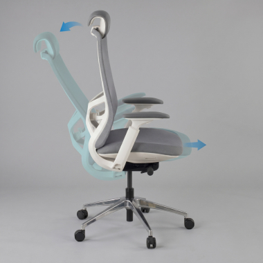 chaise ergonomique gris gemini tissu accoudoirs reglables 4d 5