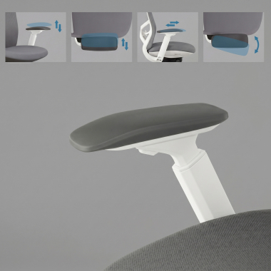 chaise ergonomique gris gemini tissu accoudoirs reglables 4d 7