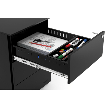 caisson de bureau noir 3 tiroirs metal 5