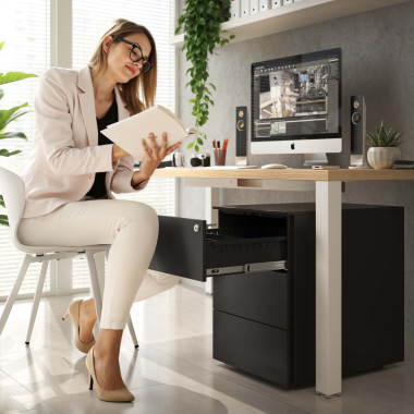 caisson de bureau noir 3 tiroirs metal 2
