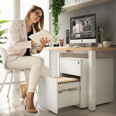 caisson de bureau blanc 2 tiroirs tiroir a dossiers metal 2