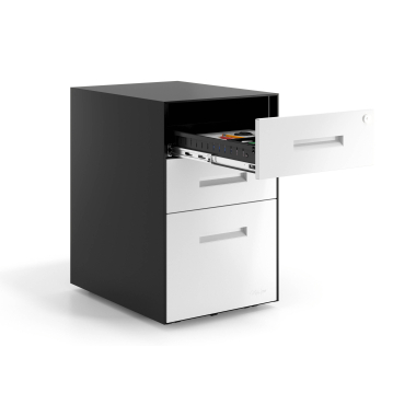 caisson de bureau blanc structure noire metal 4