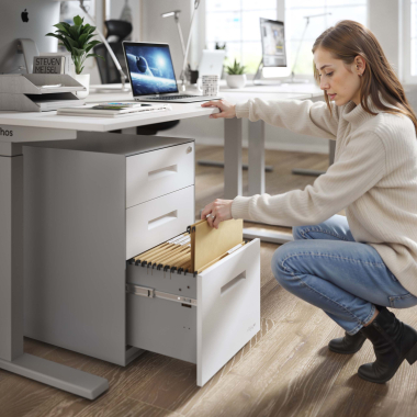 caisson de bureau blanc structure en aluminium metal 2