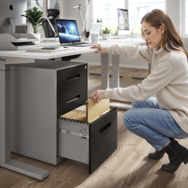 caisson de bureau noir structure en aluminium metal 2
