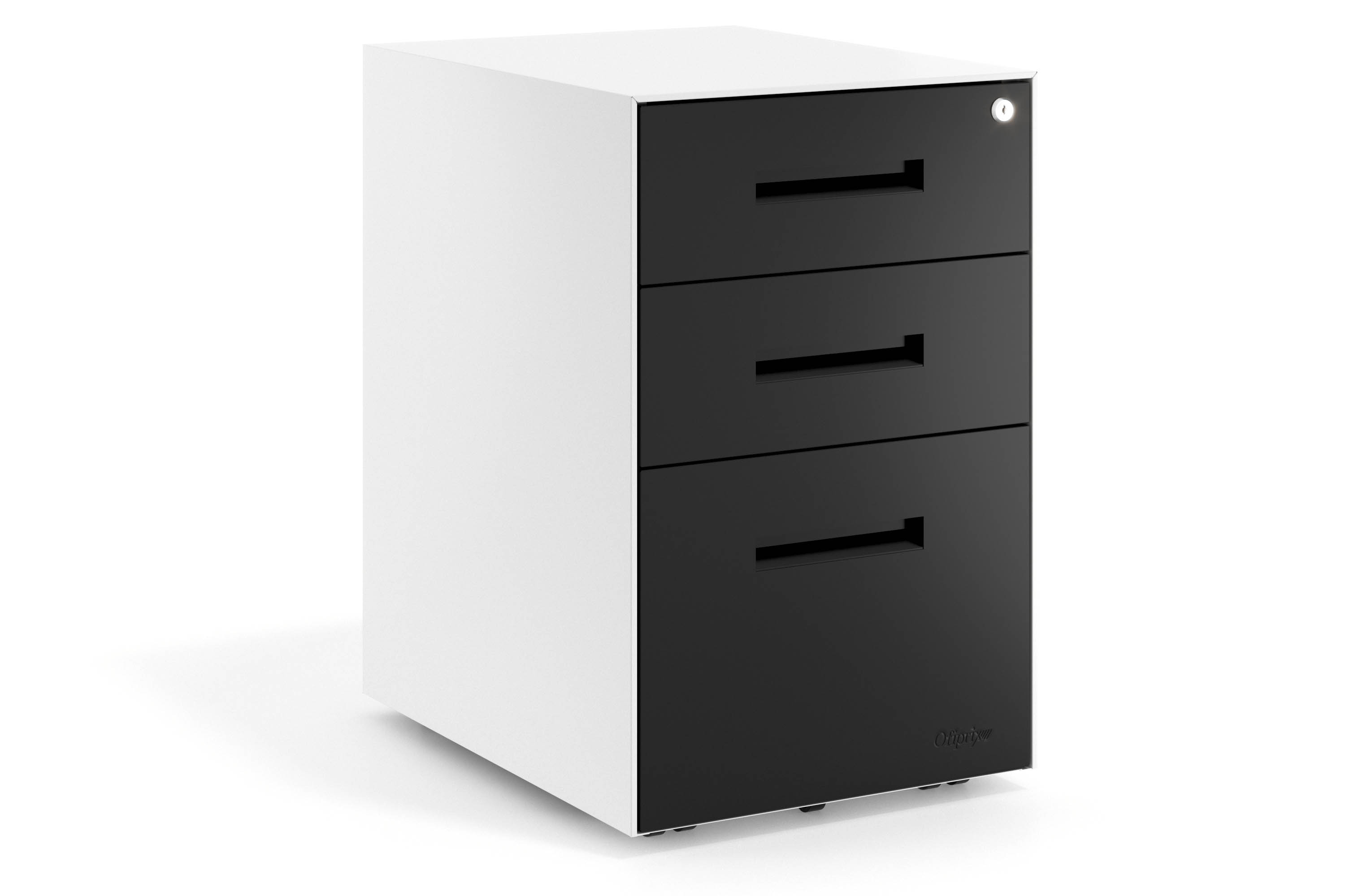 Caisson de bureau Block 2 tiroirs + fichier structure blanche façades métal