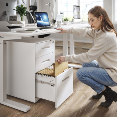 caisson de bureau blanc structure blanche metal 2