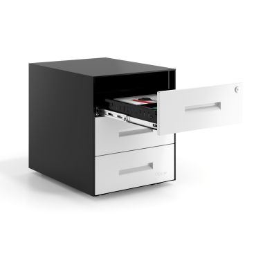 caisson de bureau blanc structure noire metal 4