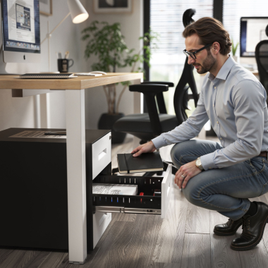 caisson de bureau blanc structure noire metal 2