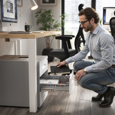 caisson de bureau blanc structure en aluminium metal 2