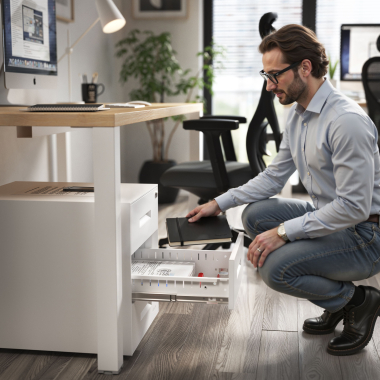 caisson de bureau blanc structure blanche metal 2