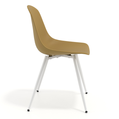 chaise de conference blanche moutarde 4 pattes plastique sans accoudoirs 3