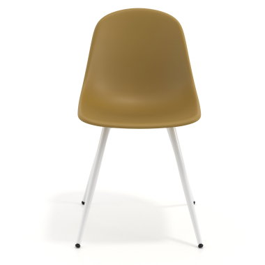 chaise de conference blanche moutarde 4 pattes plastique sans accoudoirs 6