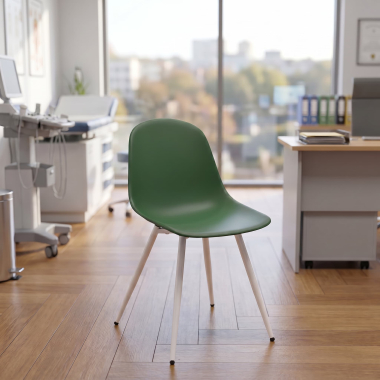 chaise de conference blanche vert 4 pattes plastique sans accoudoirs 2