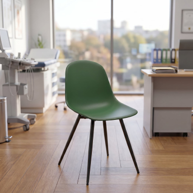 chaise de conference noire vert 4 pattes plastique sans accoudoirs 2