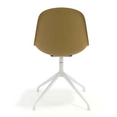 chaise de reunion blanche moutarde base pyramide plastique sans accoudoirs 4