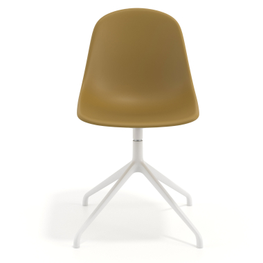 chaise de reunion blanche moutarde base pyramide plastique sans accoudoirs 6