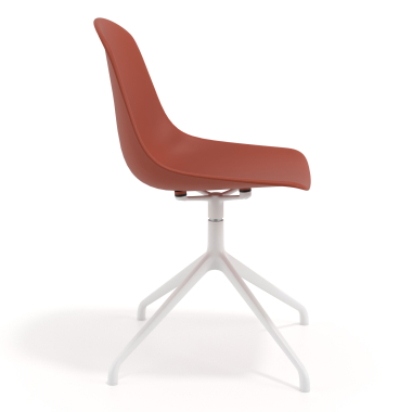 chaise de reunion blanche rouge base pyramide plastique sans accoudoirs 3