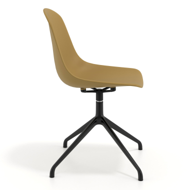chaise de reunion noire moutarde base pyramide plastique sans accoudoirs 3