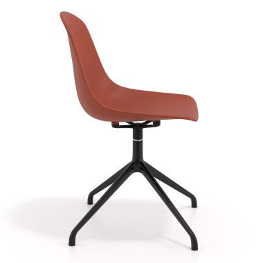 chaise de reunion noire rouge base pyramide plastique sans accoudoirs 3