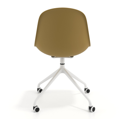 chaise de reunion moutarde avec roulettes plastique sans accoudoirs 4