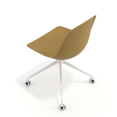chaise de reunion moutarde avec roulettes plastique sans accoudoirs 7