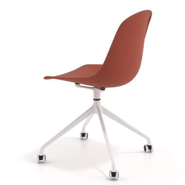 chaise de reunion blanche rouge avec roulettes plastique sans accoudoirs 5