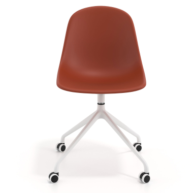 chaise de reunion blanche rouge avec roulettes plastique sans accoudoirs 6