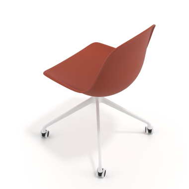 chaise de reunion blanche rouge avec roulettes plastique sans accoudoirs 7