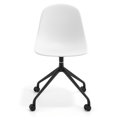 chaise de reunion noire blanc avec roulettes plastique sans accoudoirs 6