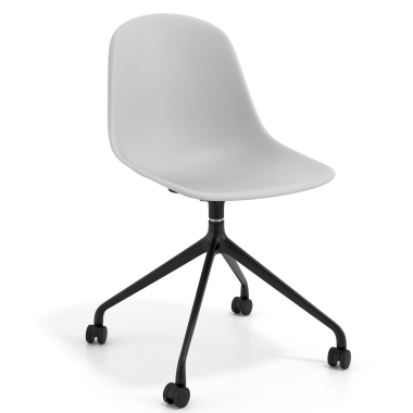 chaise de reunion gris clair avec roulettes plastique sans accoudoirs 1