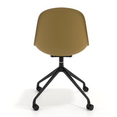 chaise de reunion noire moutarde avec roulettes plastique sans accoudoirs 4