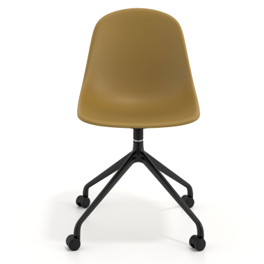 chaise de reunion noire moutarde avec roulettes plastique sans accoudoirs 6