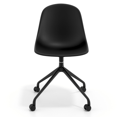 chaise de reunion noire noir avec roulettes plastique sans accoudoirs 6