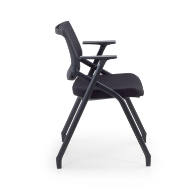 chaise avec tablette noir 4 pattes maille accoudoirs fixes 3