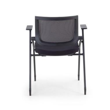 chaise avec tablette noir 4 pattes maille accoudoirs fixes 10