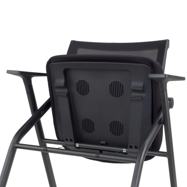 chaise avec tablette noir 4 pattes maille accoudoirs fixes 12