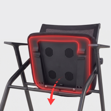 chaise avec tablette noir 4 pattes maille accoudoirs fixes 7