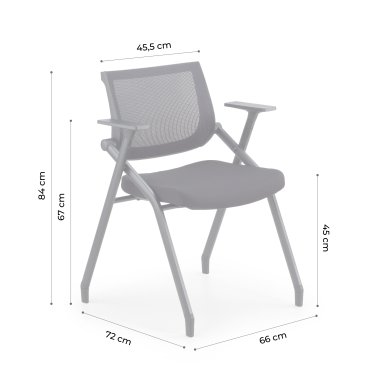 chaise avec tablette noir 4 pattes maille accoudoirs fixes 13