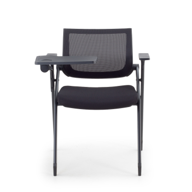 chaise avec tablette noir avec une palette d ecriture maille accoudoirs fixes 3