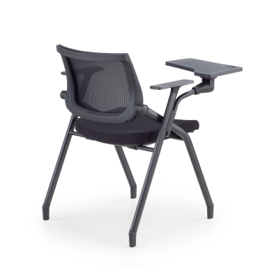 chaise avec tablette noir avec une palette d ecriture maille accoudoirs fixes 10