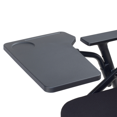chaise avec tablette noir avec une palette d ecriture maille accoudoirs fixes 11