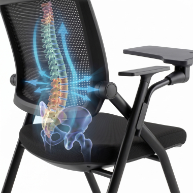 chaise avec tablette noir avec une palette d ecriture maille accoudoirs fixes 9
