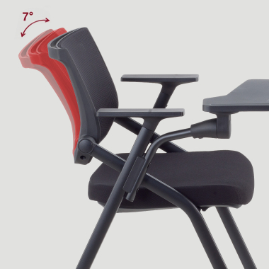 chaise avec tablette noir avec une palette d ecriture maille accoudoirs fixes 7