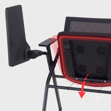 chaise avec tablette noir avec une palette d ecriture maille accoudoirs fixes 8